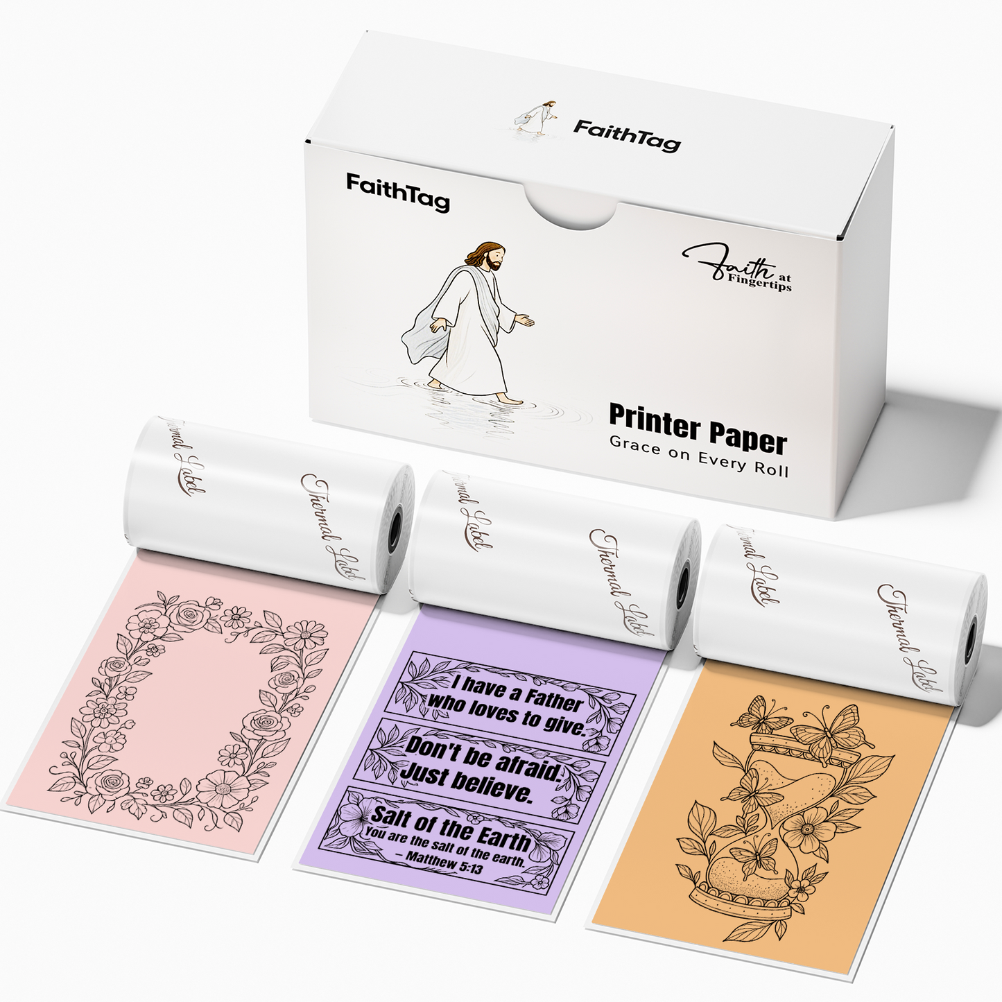 FaithTag Pink Purple Orange Thermal Sticker Paper