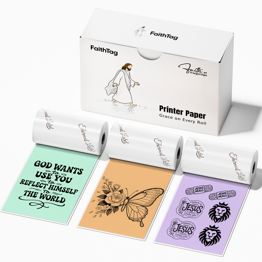 FaithTag Green Orange Purple Thermal Sticker Paper